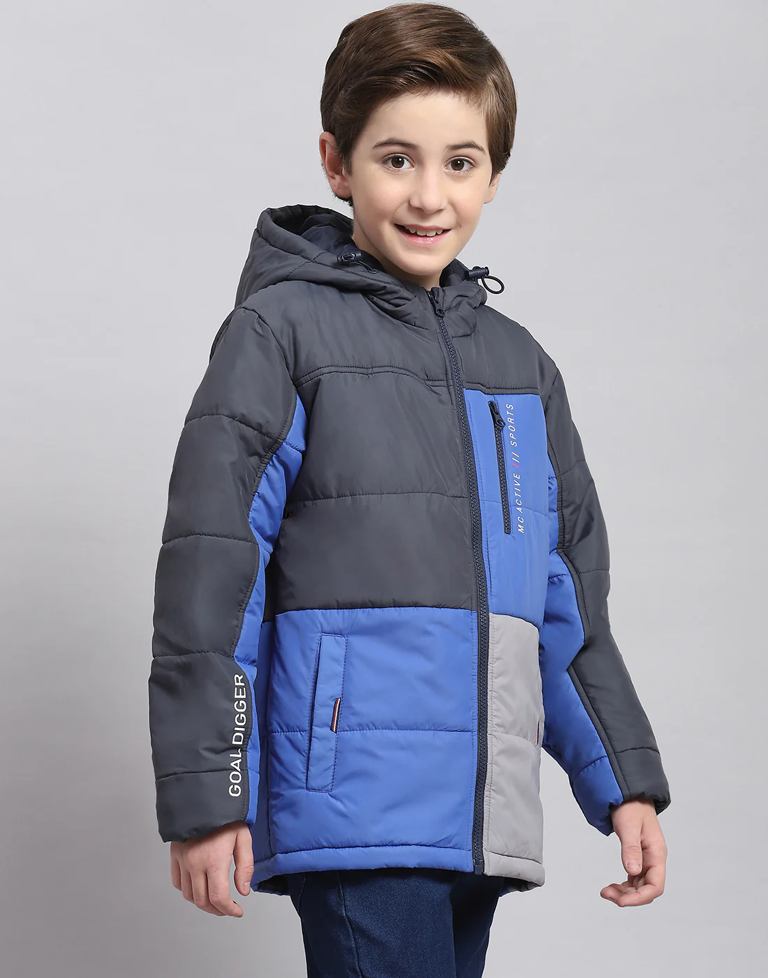 Boys Navy Blue Solid Hooded Full Sleeve Boys Jacket - Image 4