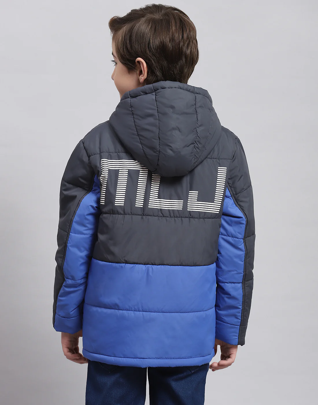 Boys Navy Blue Solid Hooded Full Sleeve Boys Jacket - Image 5