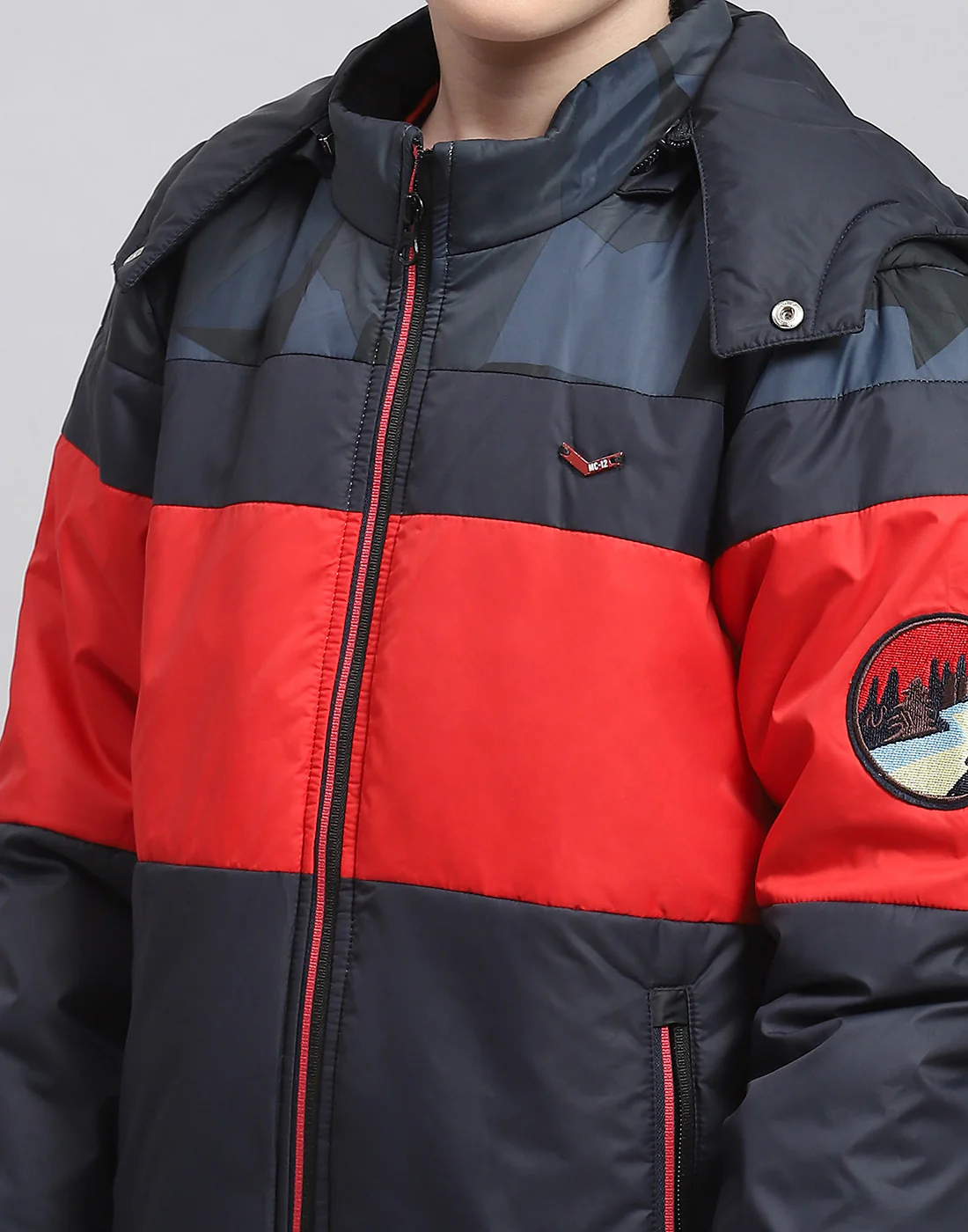 Boys Navy Blue Solid Hooded Full Sleeve Boys Jacket - Image 6