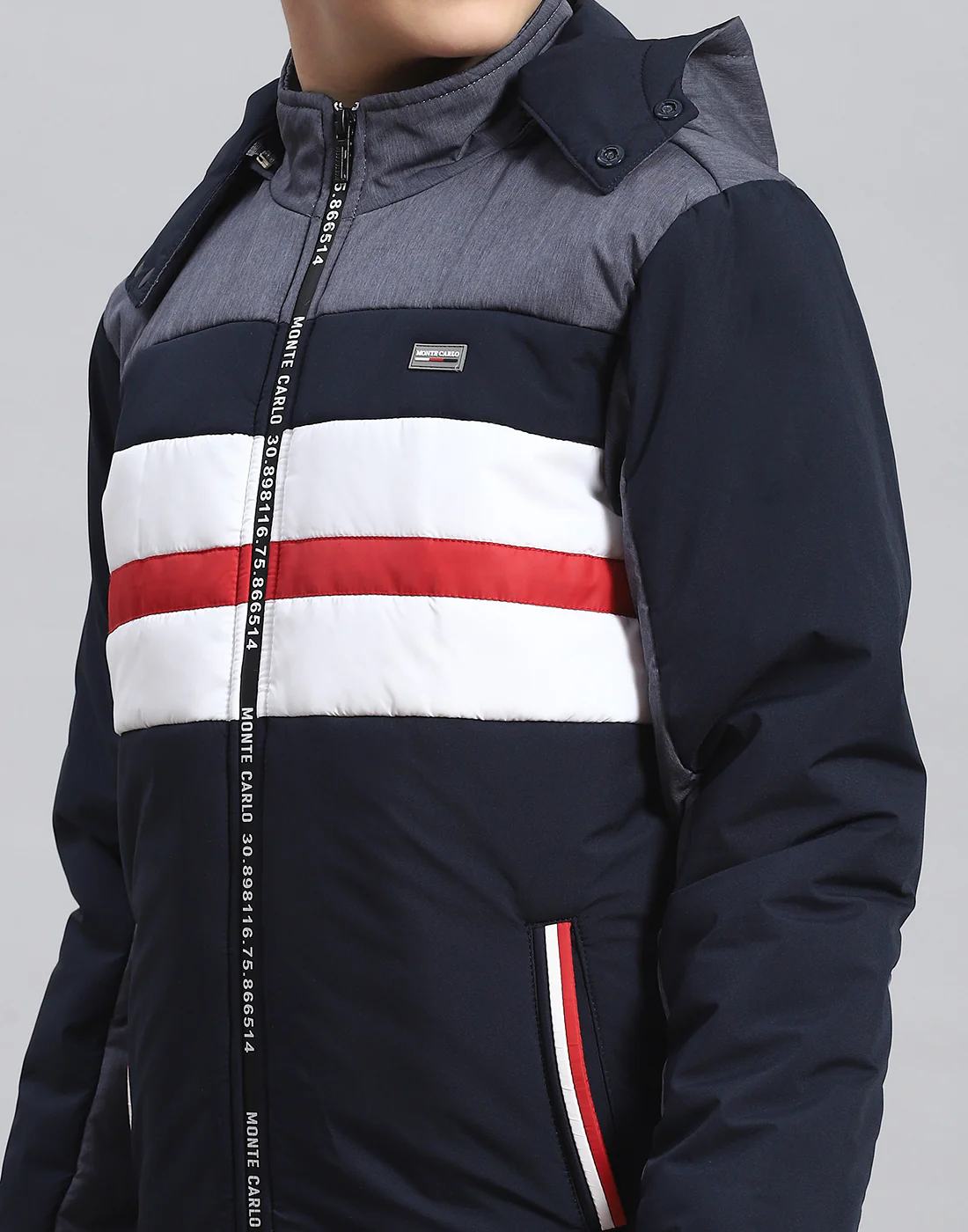 Boys Navy Blue Solid Hooded Full Sleeve Boys Jacket - Image 7