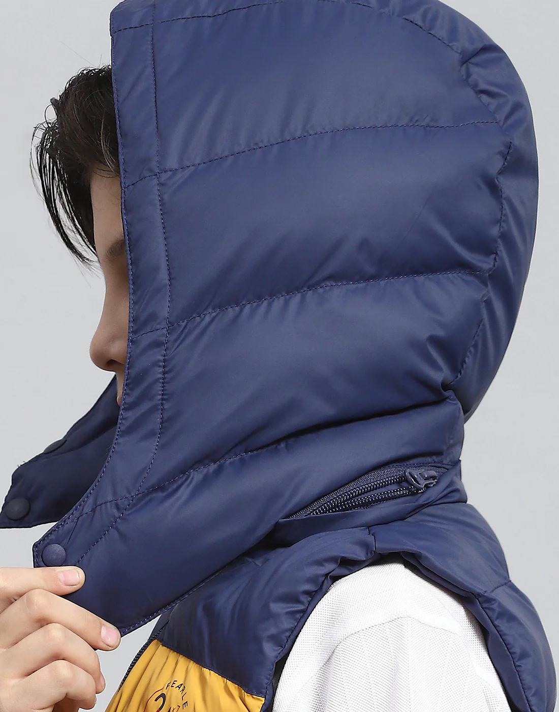 Boys Navy Blue Solid Hooded Sleeveless Boys Jacket - Image 9