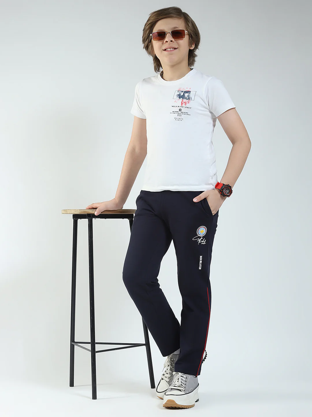 Boys Navy Blue Solid Regular Fit Lower - Image 2