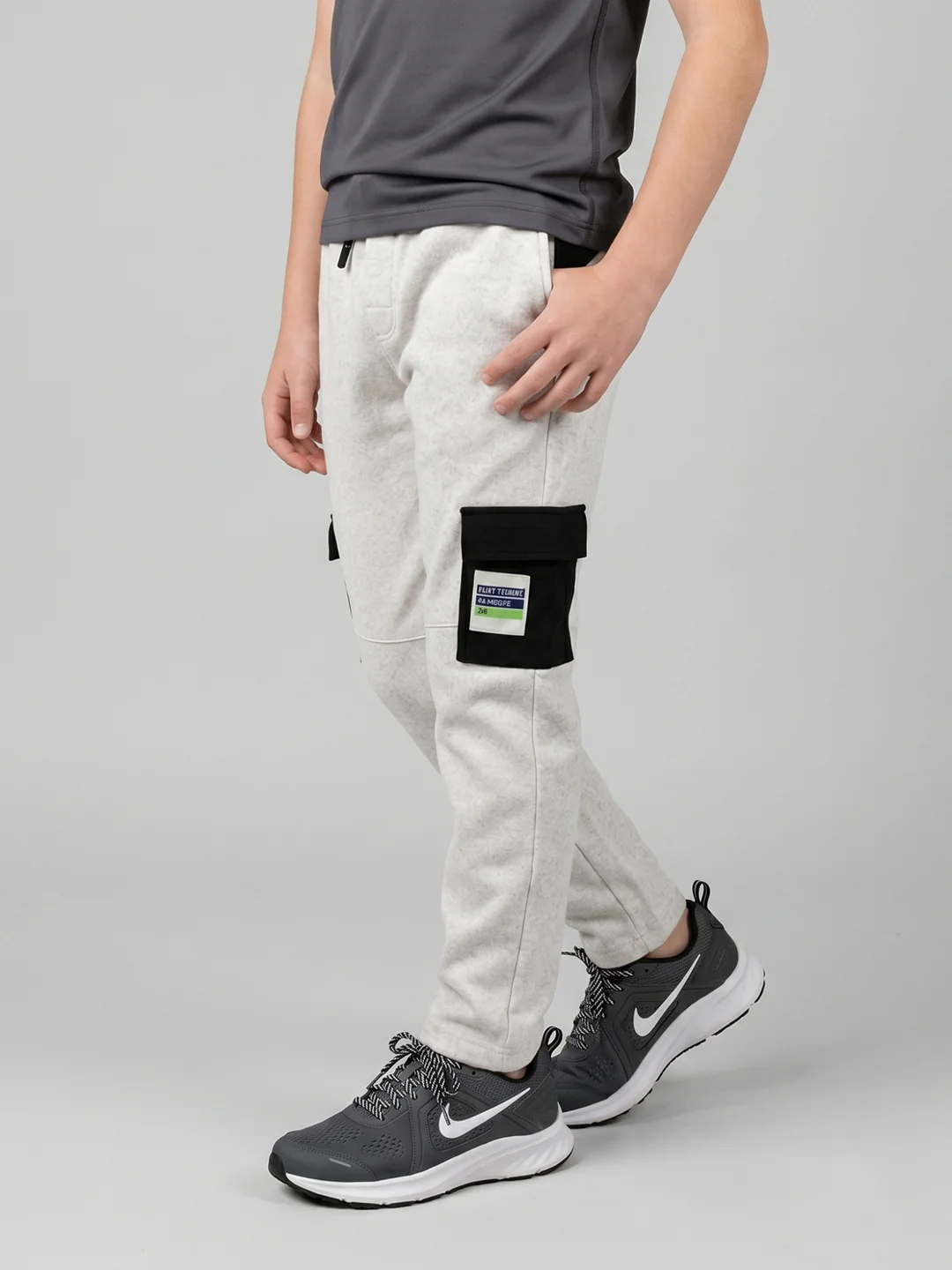 Boys Off White Textured Regular Fit Lower - Image 3