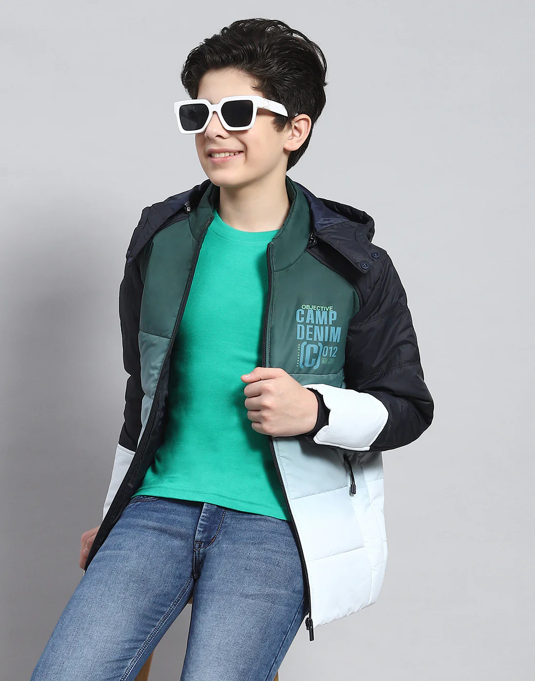 Boys Olive Colourblocked Hooded Full Sleeve Boys Jacket - Image 6