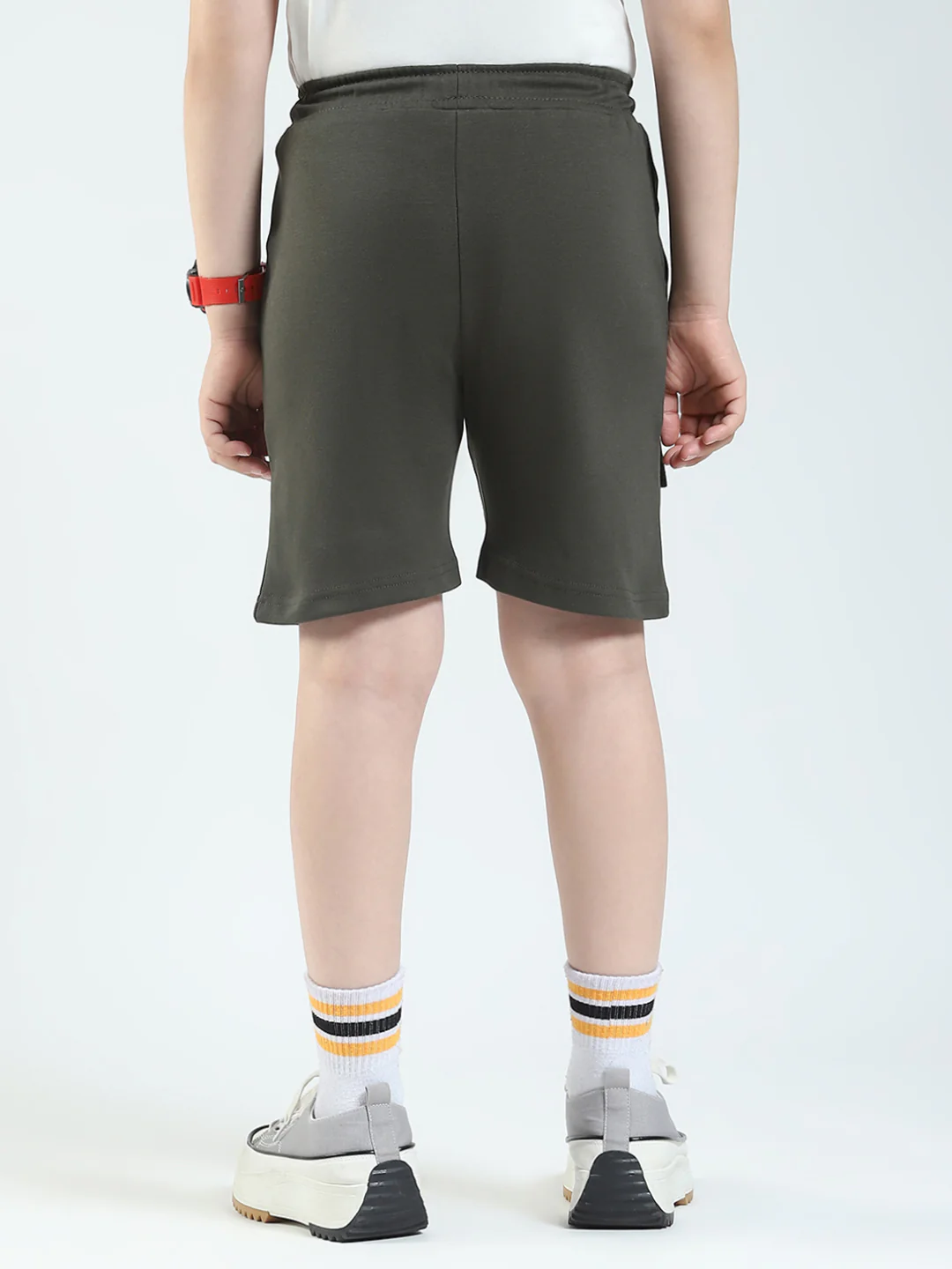 Boys Olive Printed Regular Fit Bermuda - Image 5