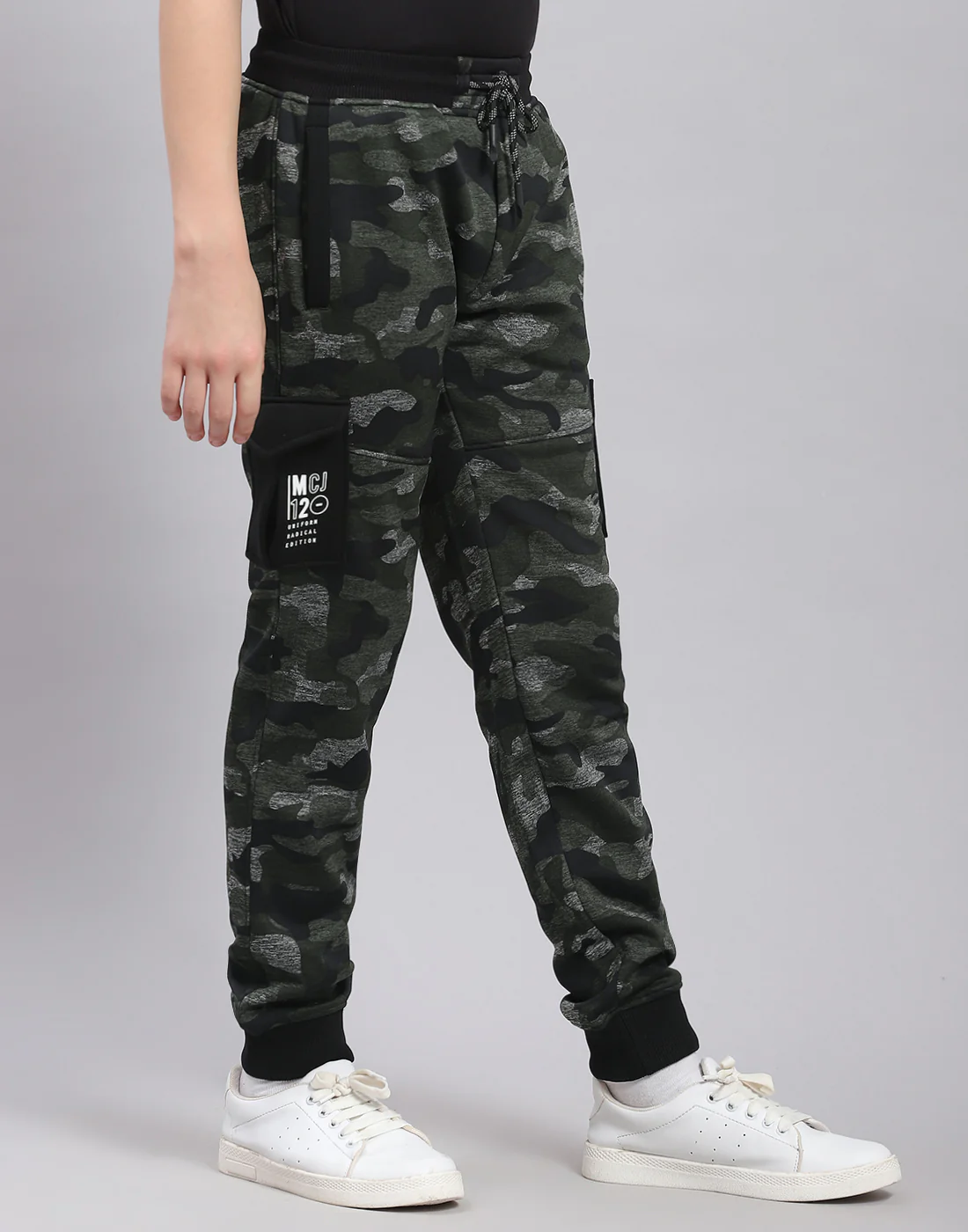 Boys Olive Printed Regular Fit Lower - Image 5