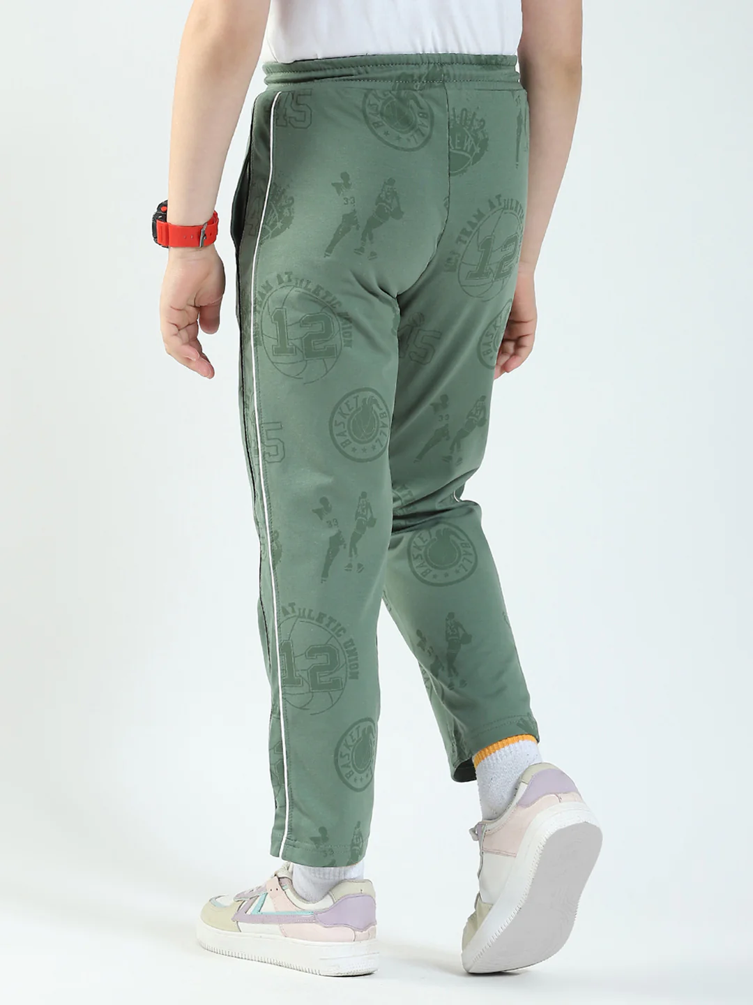 Boys Olive Printed Regular Fit Lower - Image 5