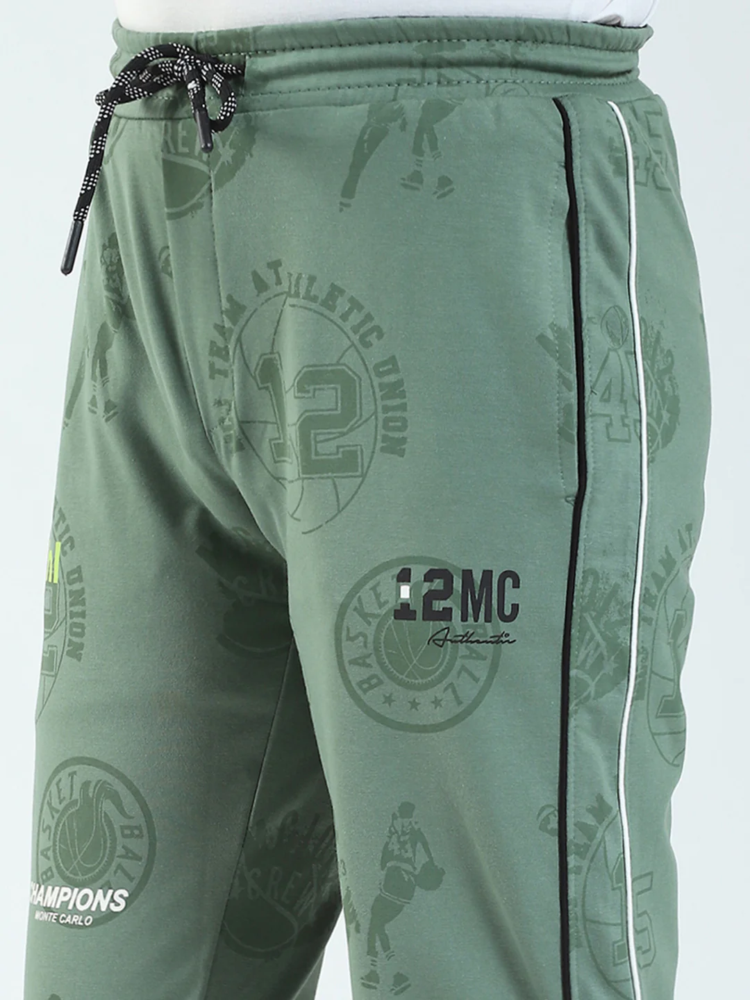 Boys Olive Printed Regular Fit Lower - Image 6