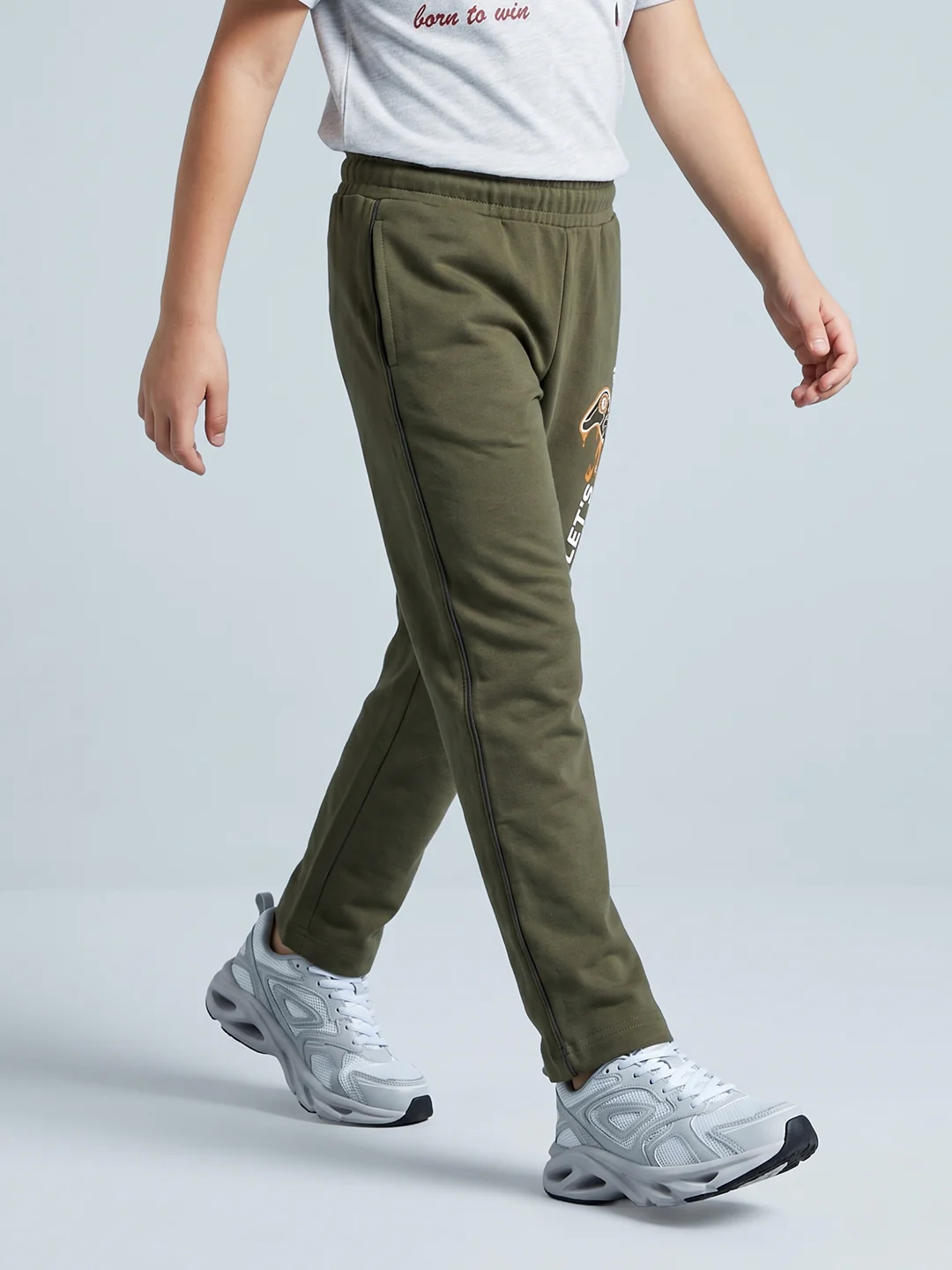 Boys Olive Printed Regular Fit Lower - Image 2