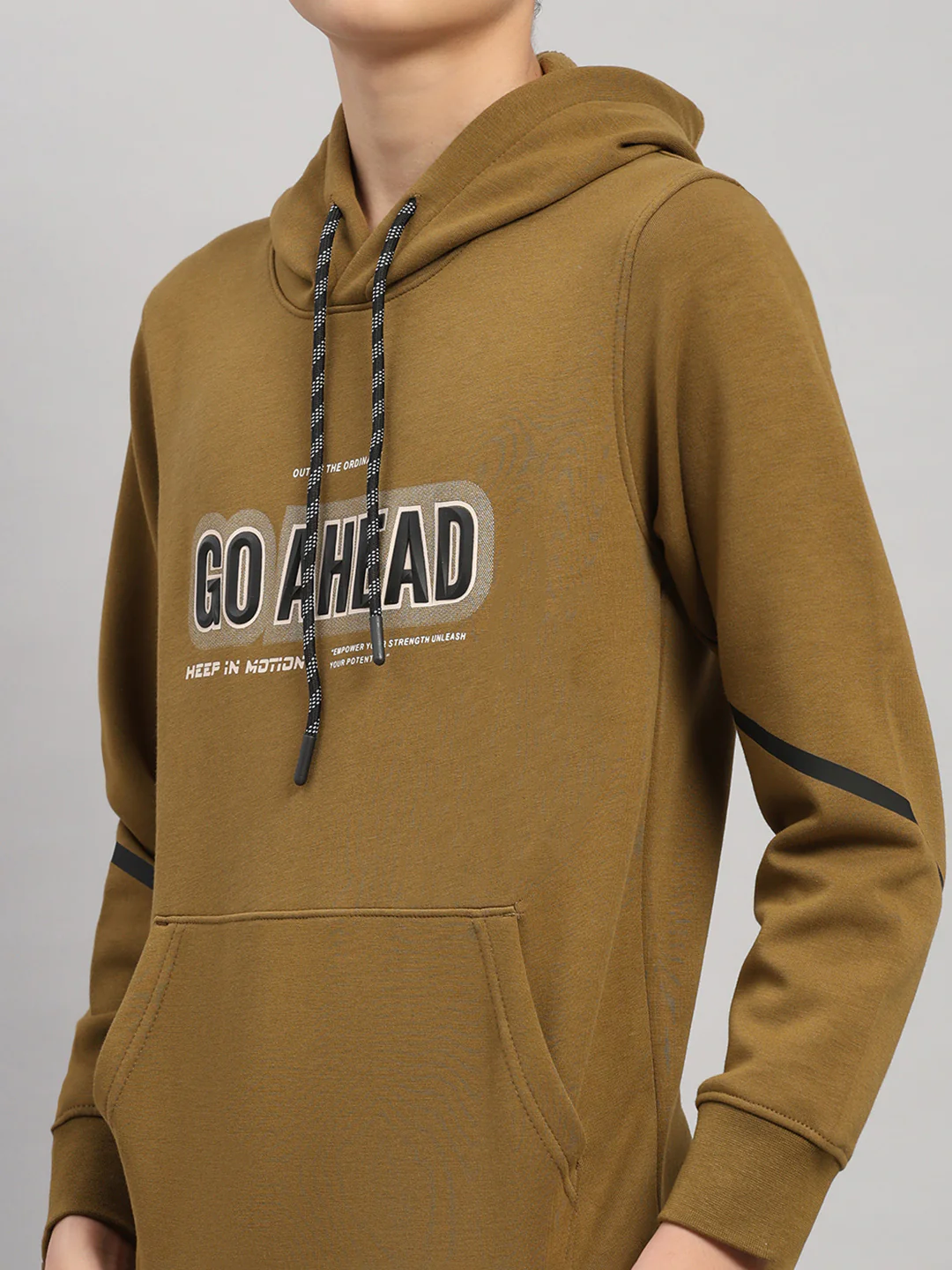 Boys Olive Printed Round Neck Full Sleeve Sweatshirt - Image 7