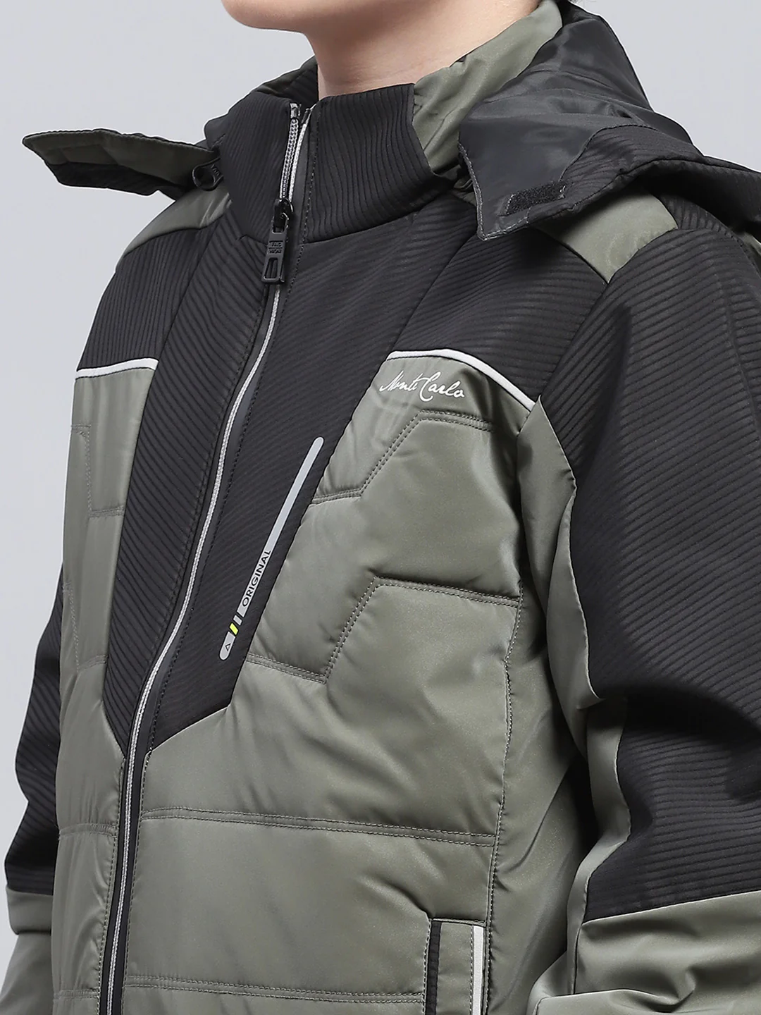 Boys Olive Solid Detachable Hood Full Sleeve Jacket - Image 6