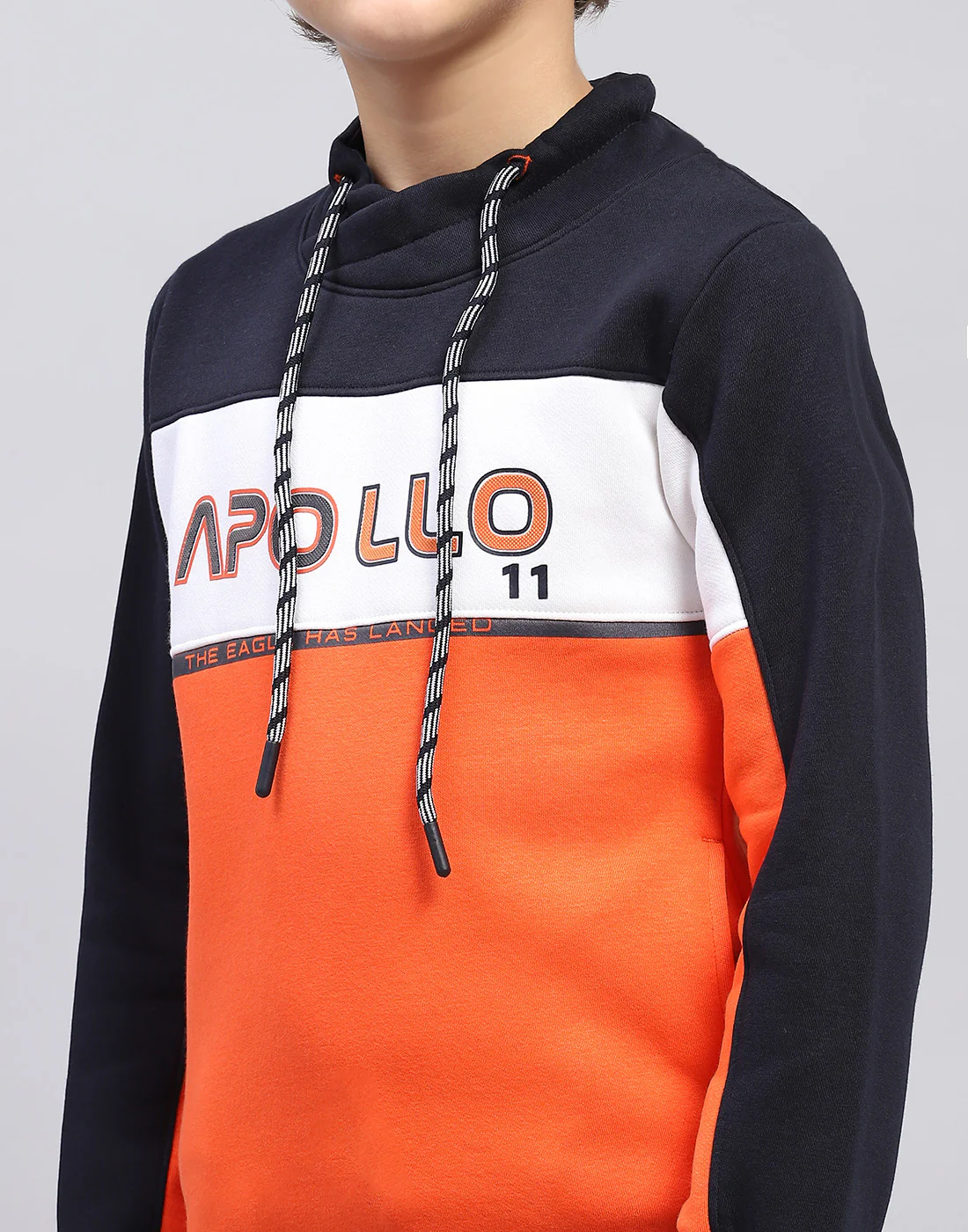 Boys Orange Printed Hooded Full Sleeve Sweatshirt - Image 6