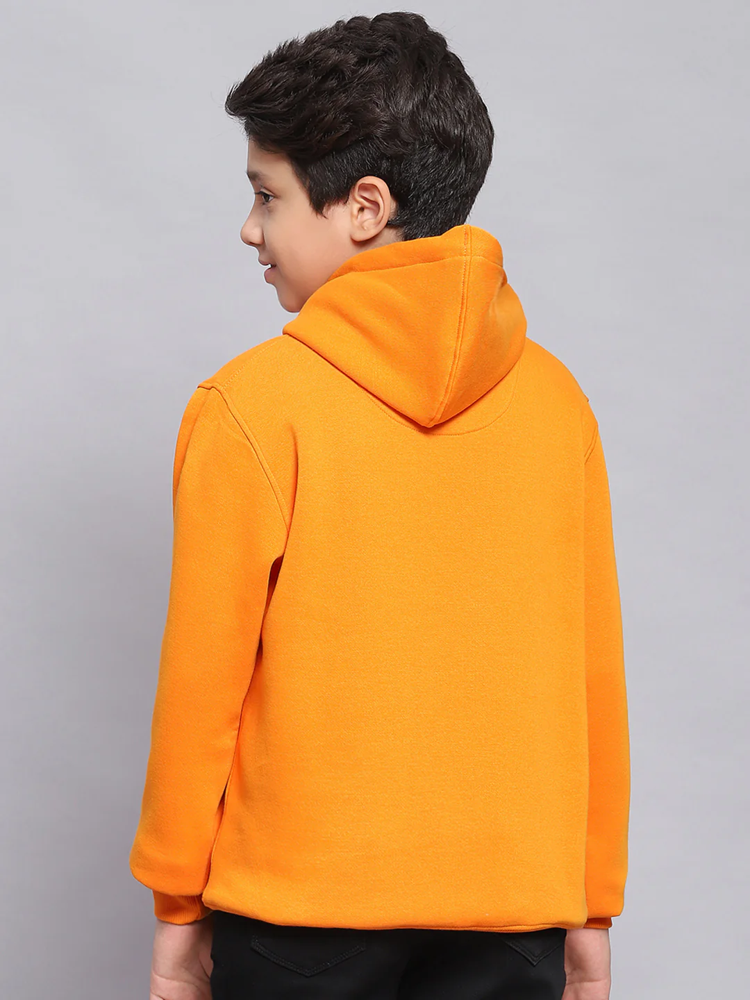 Boys Orange Printed Hooded Full Sleeve Sweatshirt - Image 6