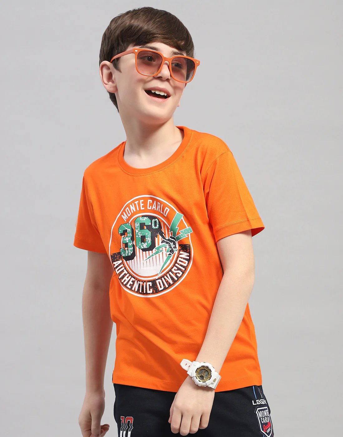 Boys Orange & Turquoise Blue Printed Round Neck Half Sleeve T-Shirt (Pack of 2) - Image 7