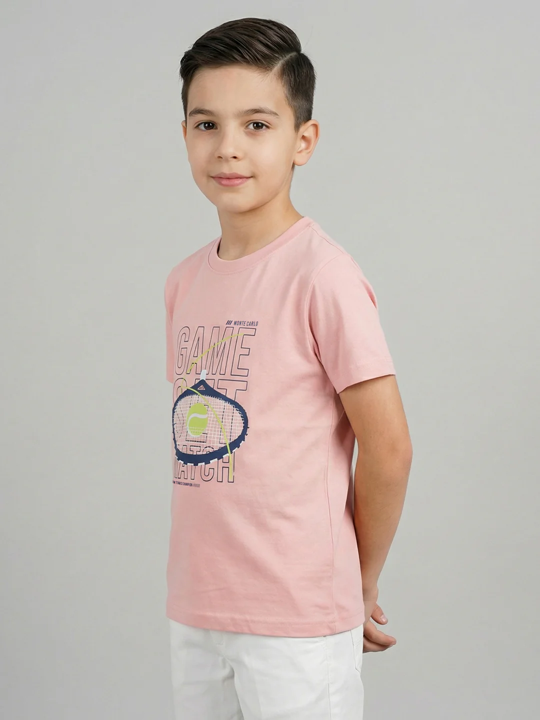 Boys Peach, Yellow & Purple Printed Round Neck Half Sleeve T-Shirt (Pack of 3) - Image 3