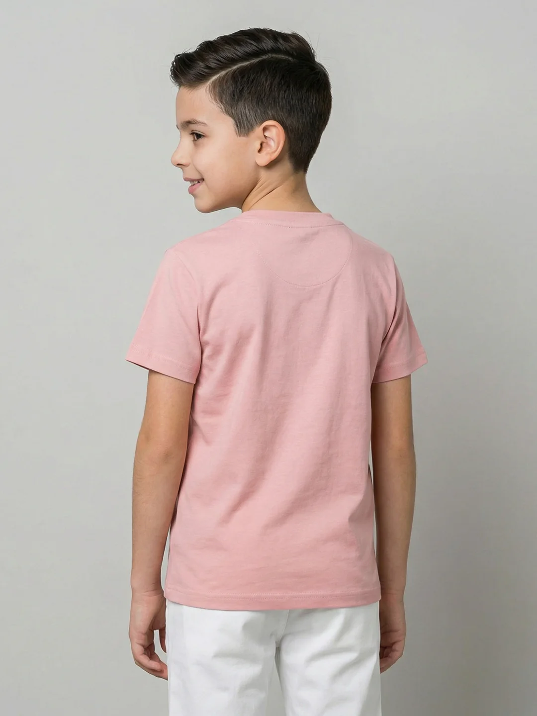 Boys Peach, Yellow & Purple Printed Round Neck Half Sleeve T-Shirt (Pack of 3) - Image 4
