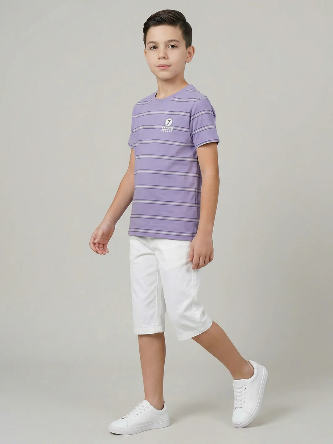 Boys Peach, Yellow & Purple Printed Round Neck Half Sleeve T-Shirt (Pack of 3) - Image 6