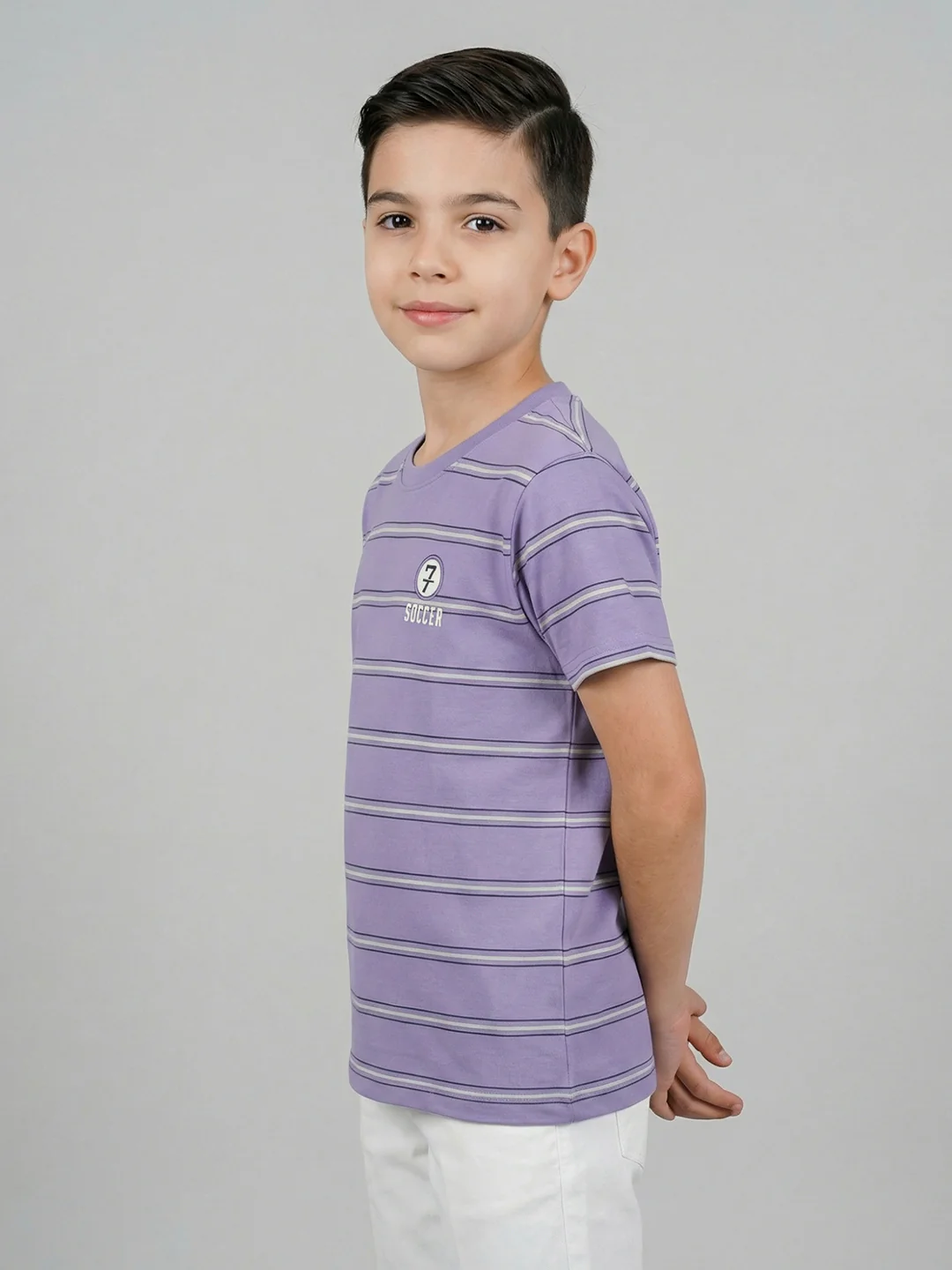 Boys Peach, Yellow & Purple Printed Round Neck Half Sleeve T-Shirt (Pack of 3) - Image 7