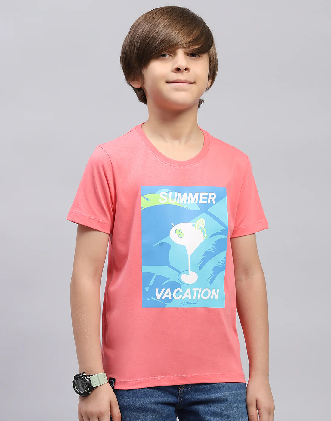 Boys Pink & Black Printed Round Neck Half Sleeve T-Shirt (Pack of 2) - Image 3