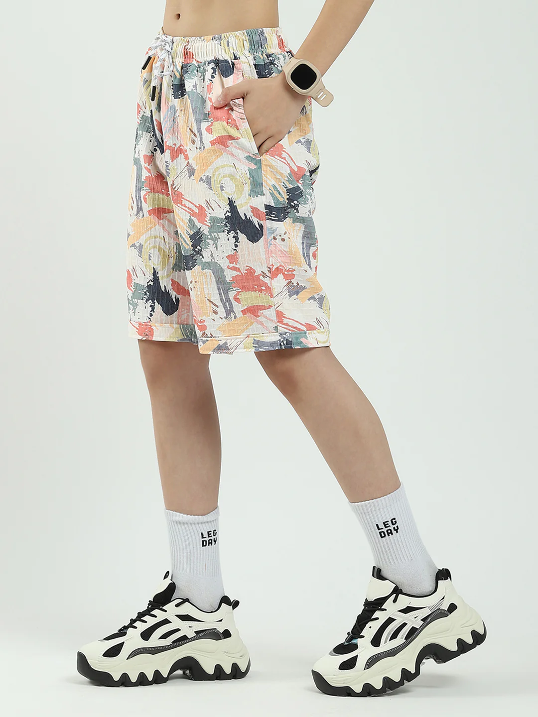 Boys Pink Printed Collar Half Sleeve Cords Set - Image 8