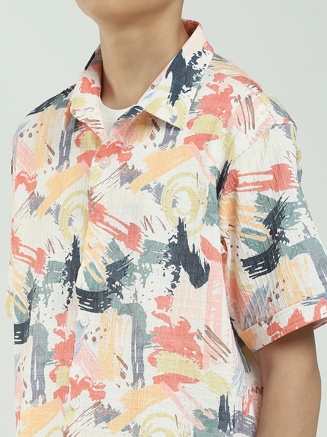 Boys Pink Printed Collar Half Sleeve Cords Set - Image 9