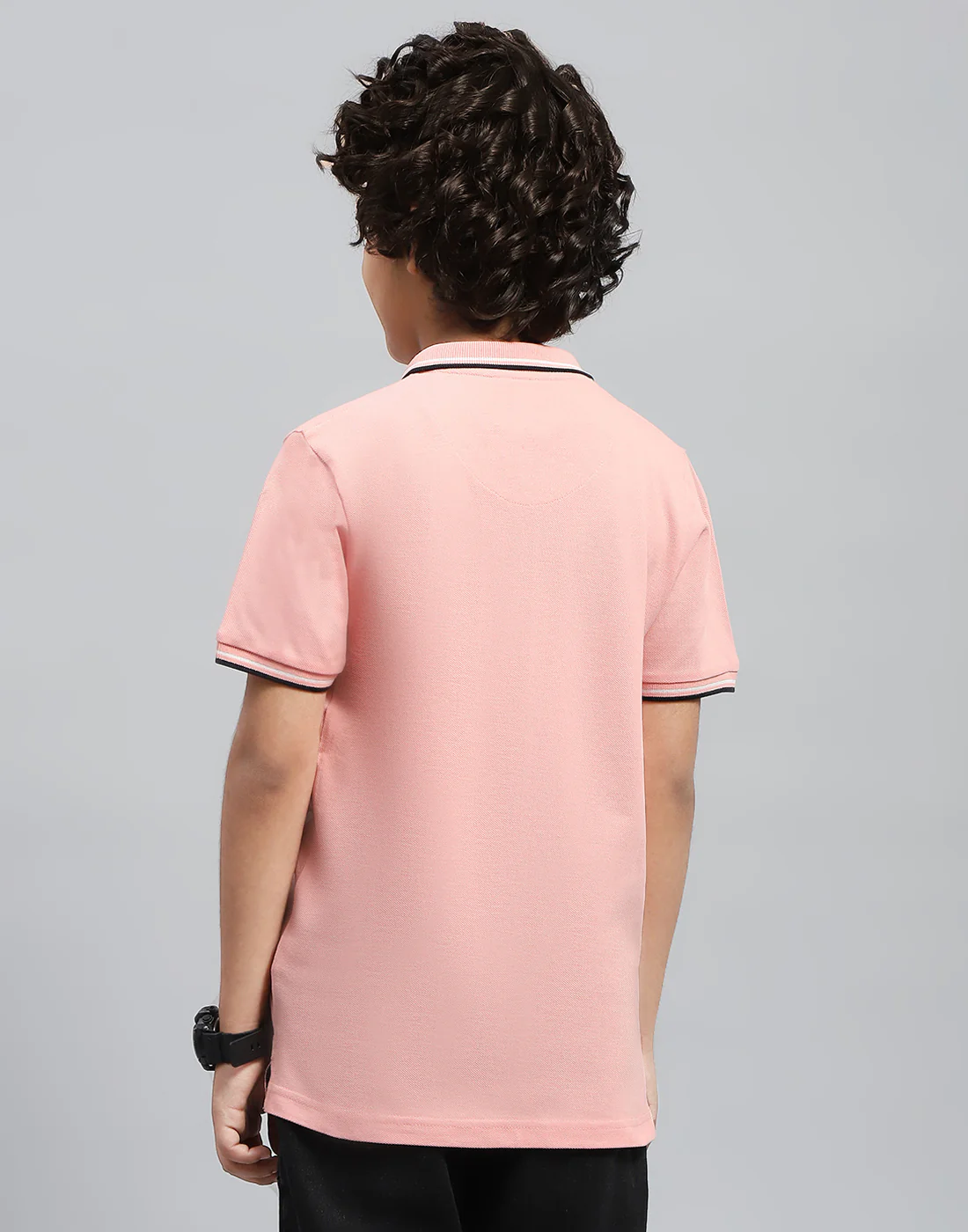 Boys Pink Printed Polo Collar Half Sleeve T-Shirt - Image 5