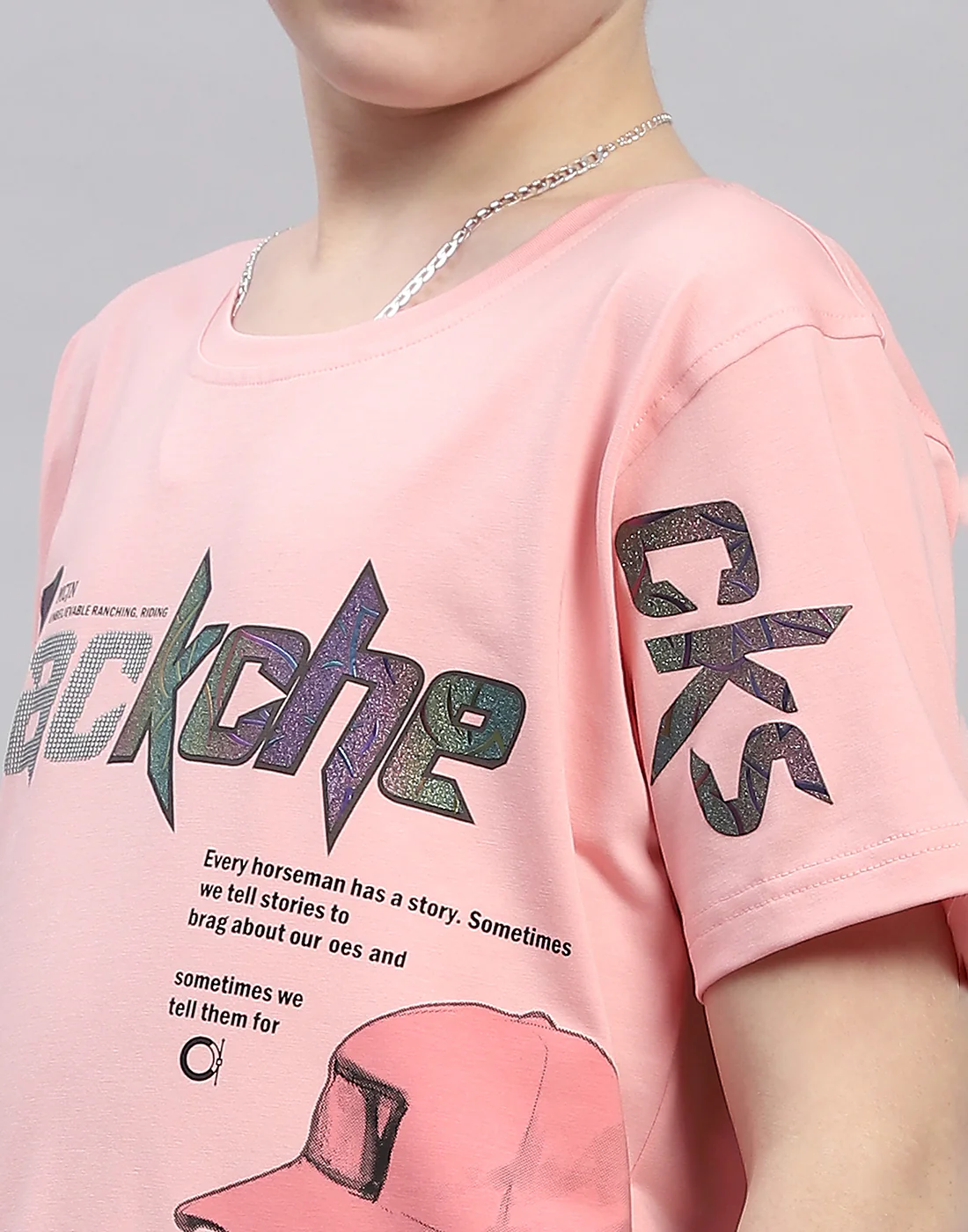 Boys Pink Printed Round Neck Half Sleeve T-Shirt - Image 7