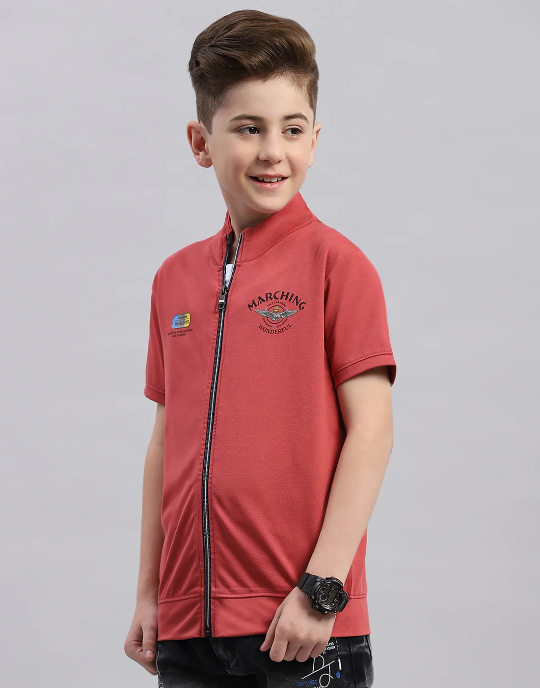 Boys Pink & White Printed Round Neck Half Sleeve T-Shirt (Pack of 2) - Image 3