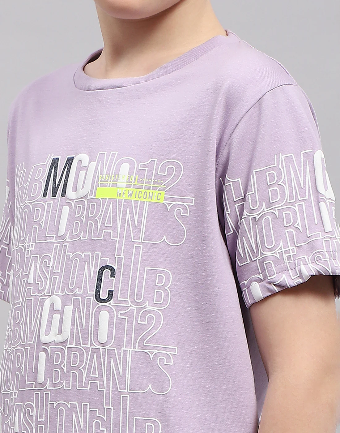 Boys Purple Printed Round Neck Half Sleeve T-Shirt - Image 7