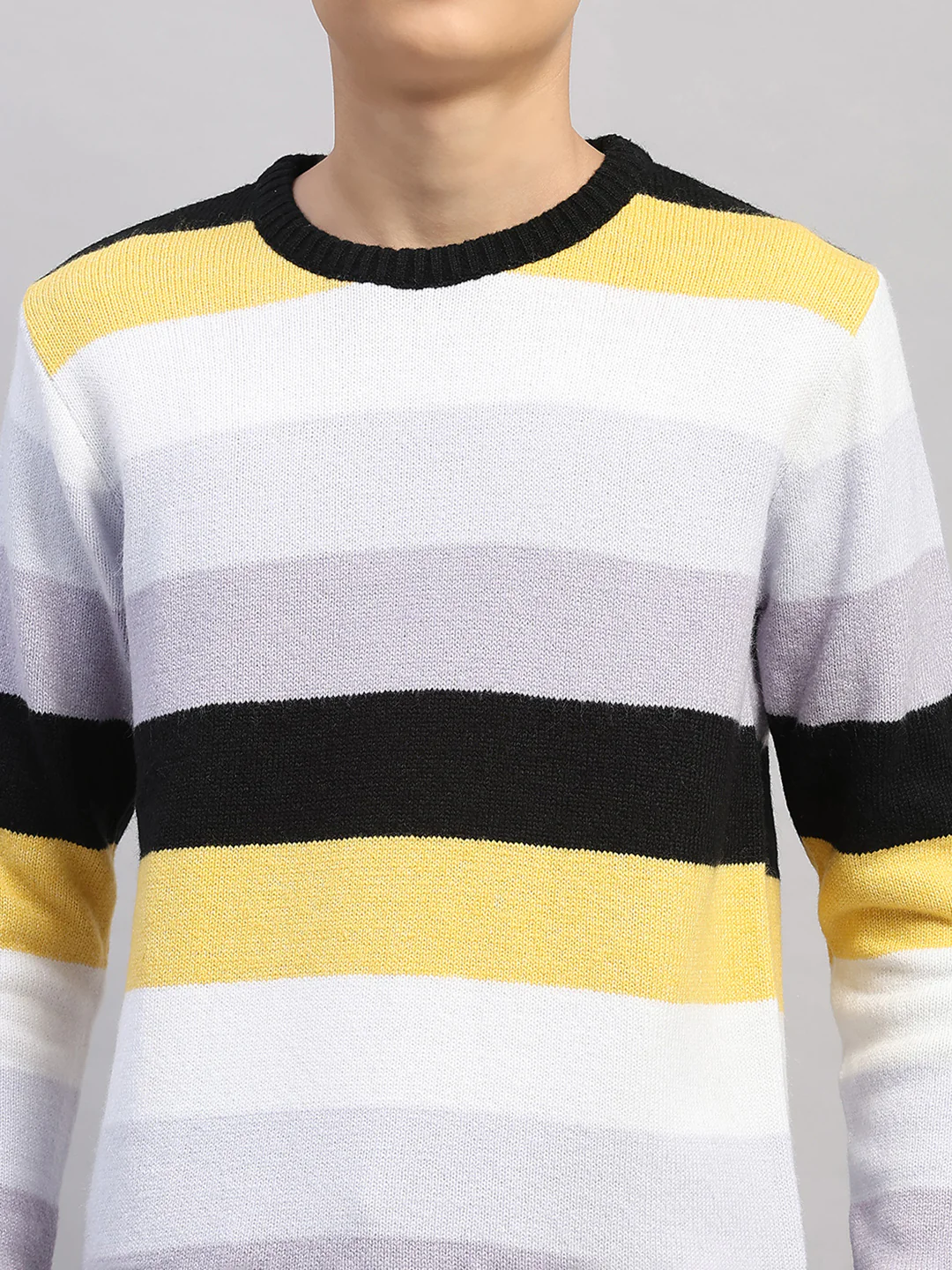Boys Purple Stripe Round Neck Full Sleeve Pullover - Image 8