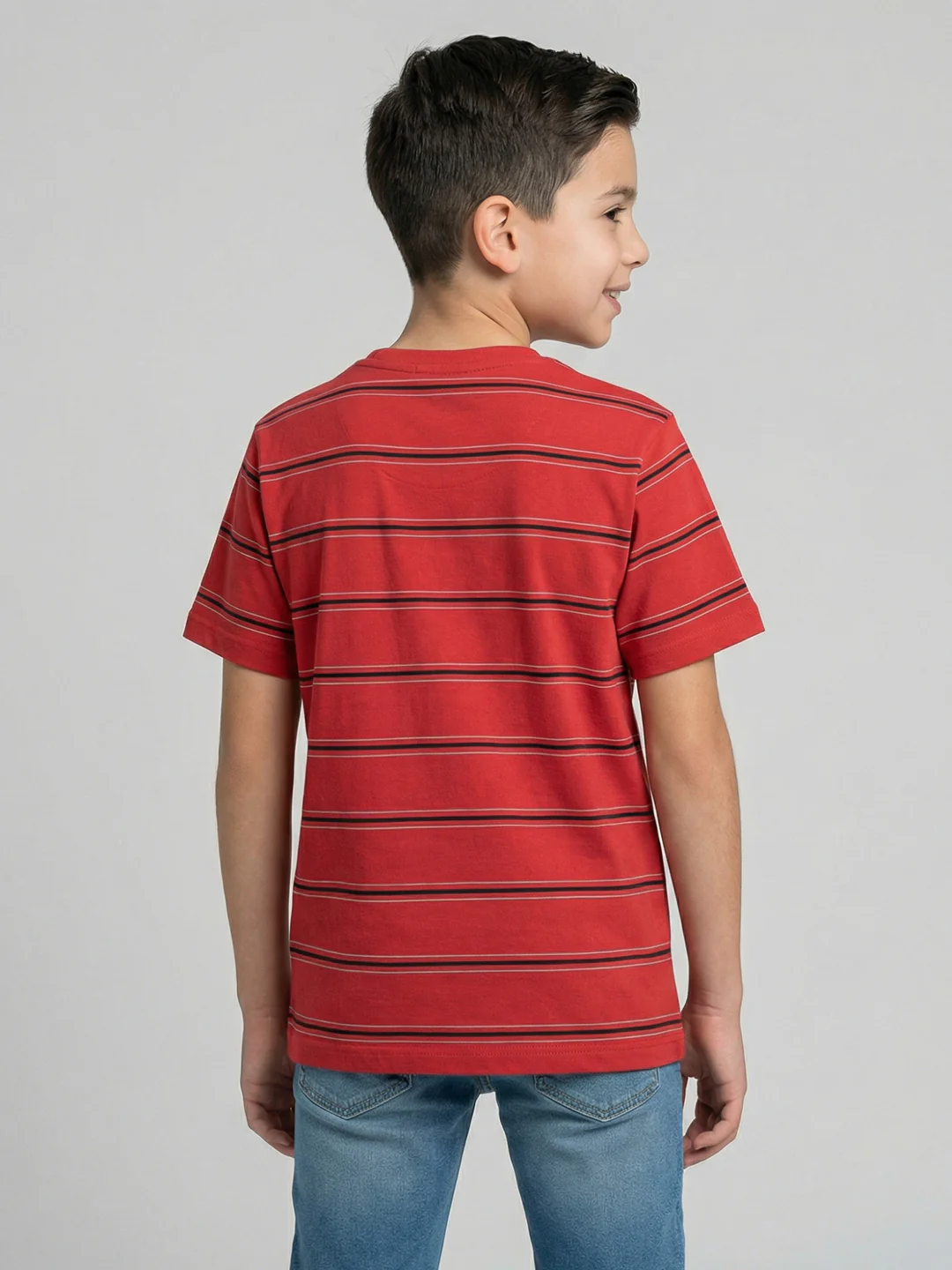 Boys Red, Beige & Navy Blue Printed Round Neck Half Sleeve T-Shirt (Pack of 3) - Image 11