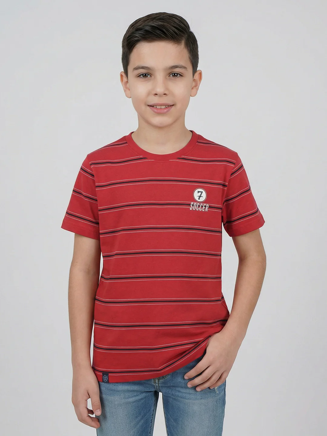 Boys Red, Beige & Navy Blue Printed Round Neck Half Sleeve T-Shirt (Pack of 3) - Image 13