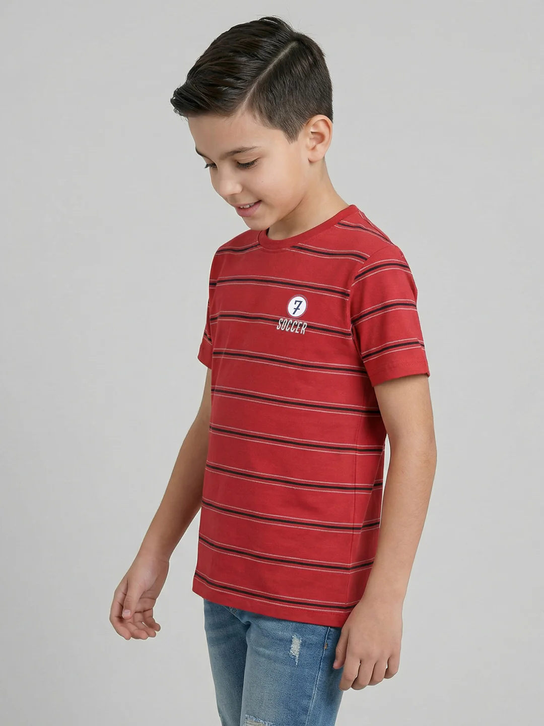 Boys Red, Beige & Navy Blue Printed Round Neck Half Sleeve T-Shirt (Pack of 3) - Image 14