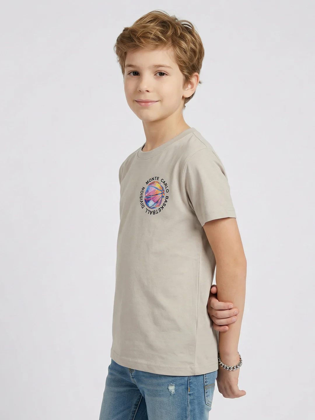 Boys Red, Beige & Navy Blue Printed Round Neck Half Sleeve T-Shirt (Pack of 3) - Image 8