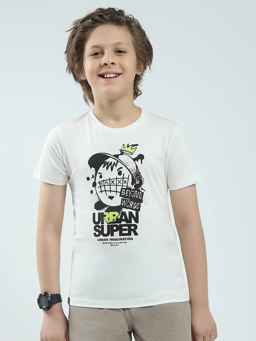 Boys Red & Off White Printed Round Neck Half Sleeve T-Shirt (Pack of 2) - Image 8