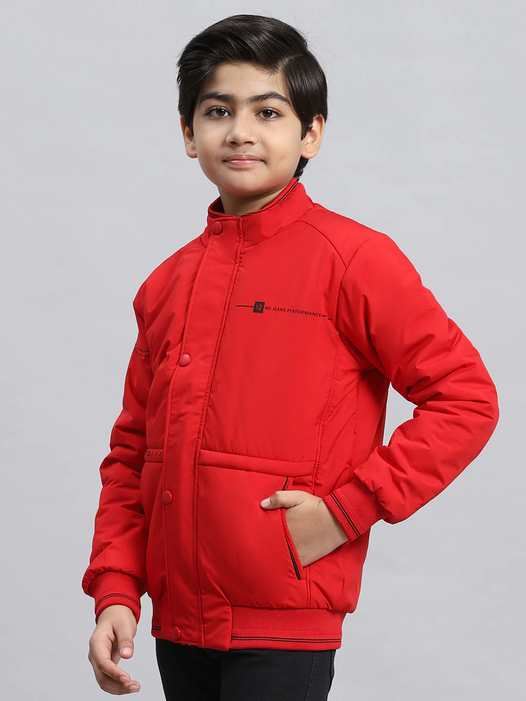 Boys Red Plain Jacket - Image 3