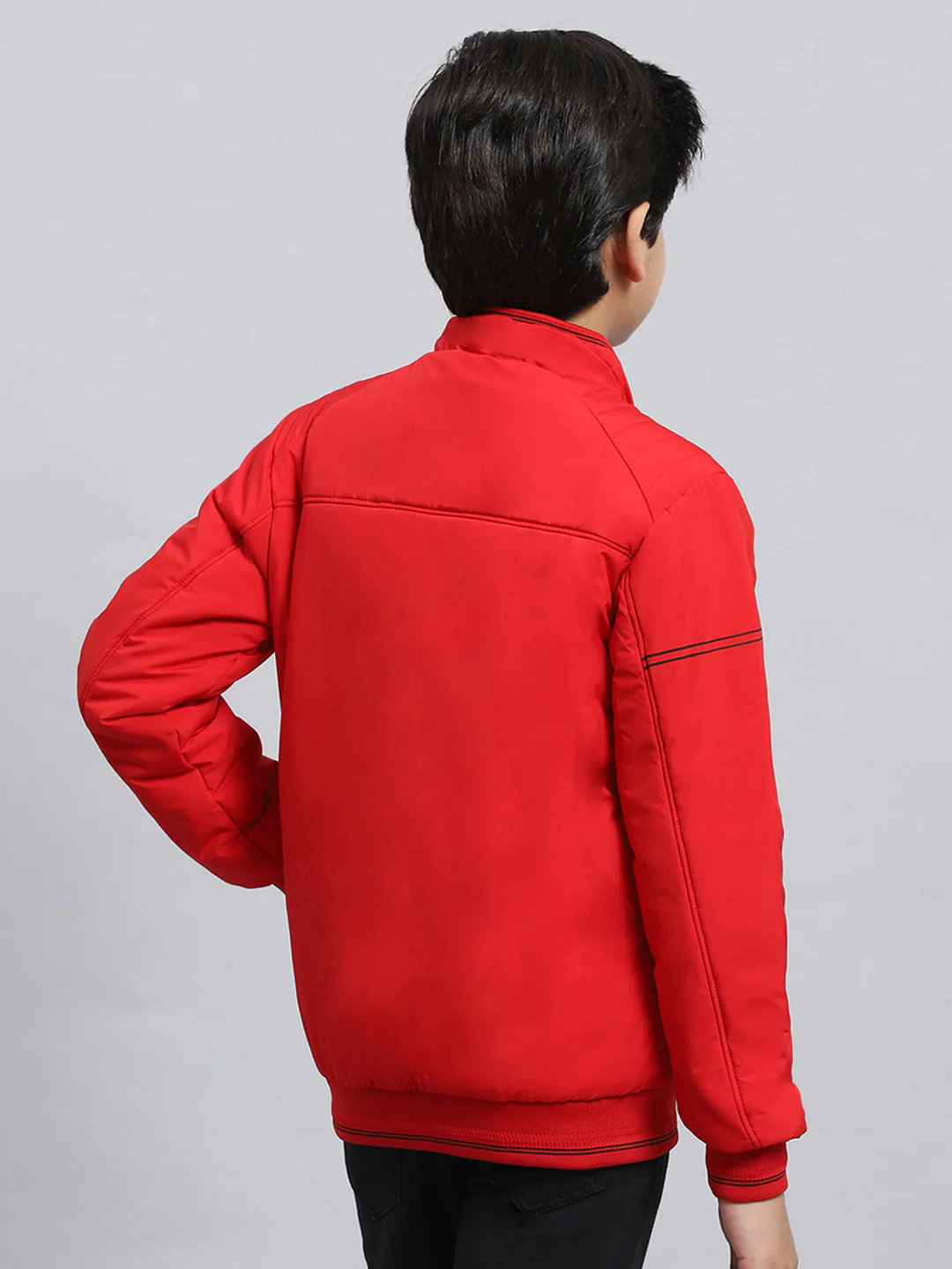 Boys Red Plain Jacket - Image 4