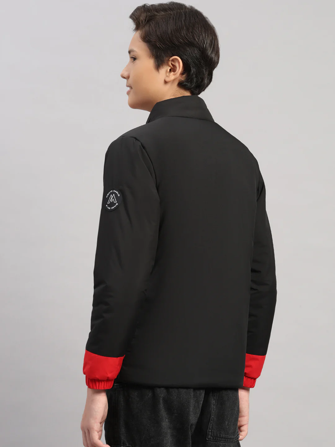 Boys Red Printed Collar Full Sleeve Jacket - Image 5