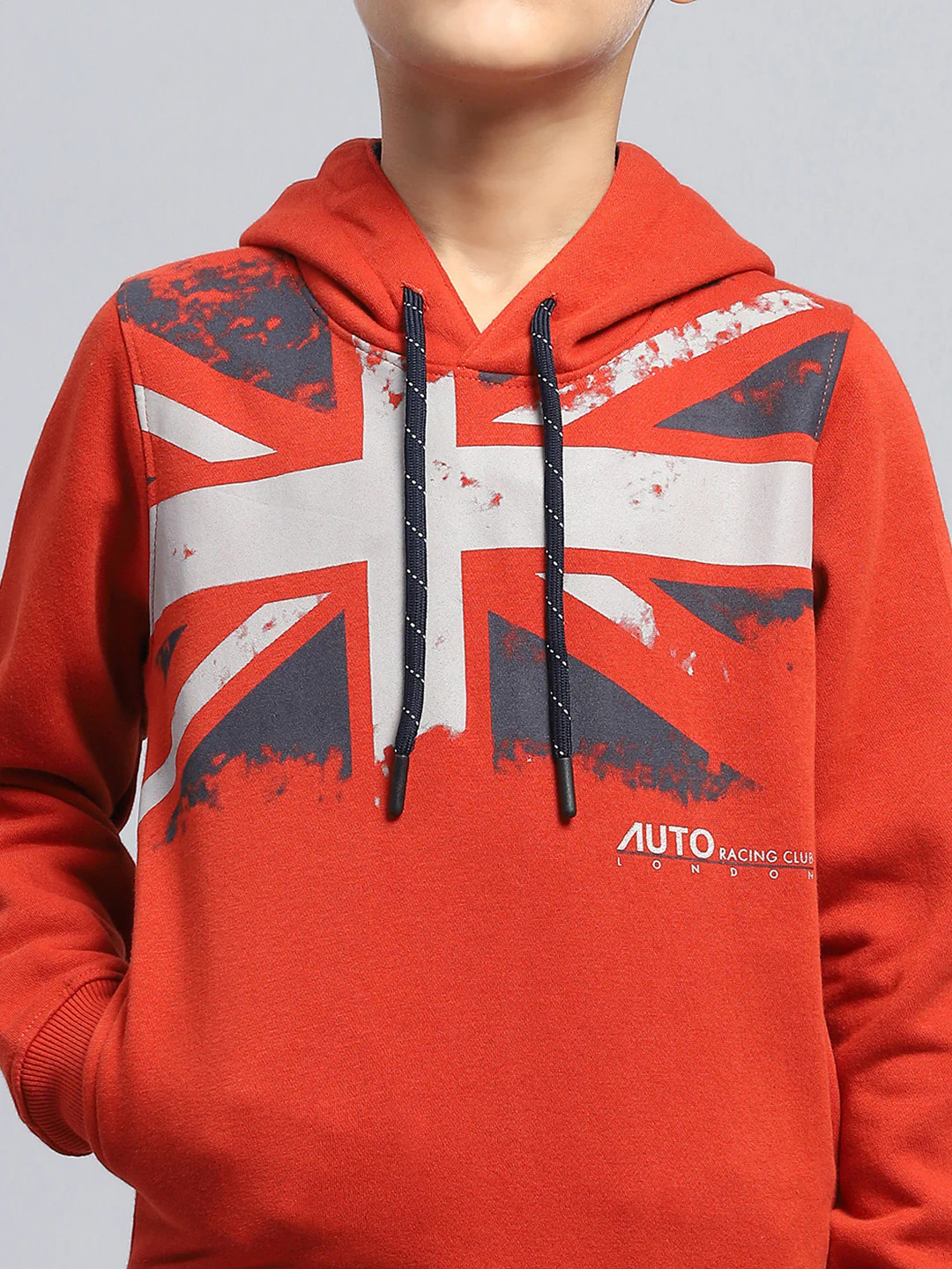 Boys Red Printed Hooded Full Sleeve Sweatshirt - Image 6