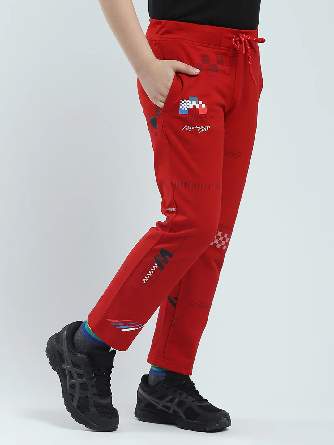 Boys Red Printed Regular Fit Lower - Image 4