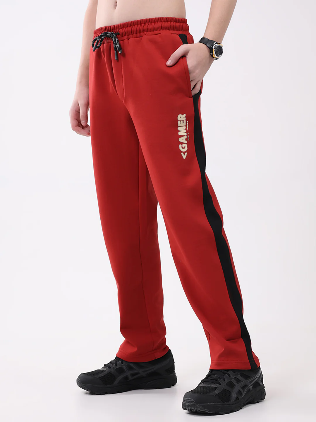 Boys Red Printed Regular Fit Lower - Image 3