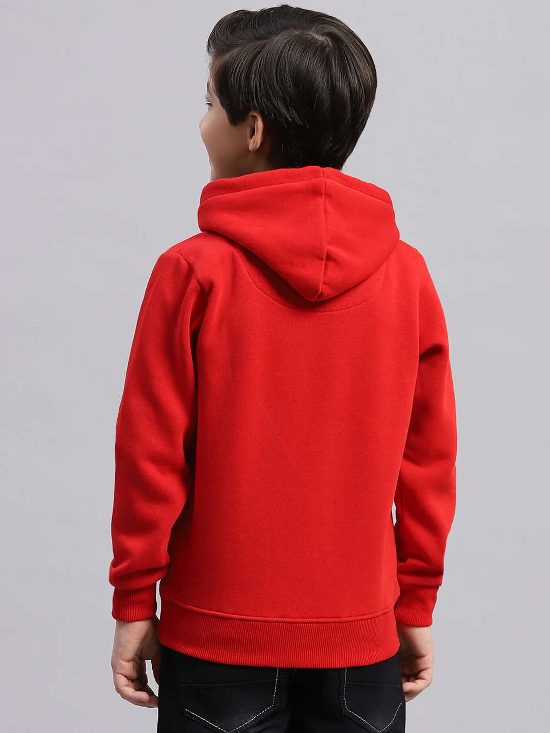Boys Red Printed Round Neck Full Sleeve Sweatshirt - Image 5
