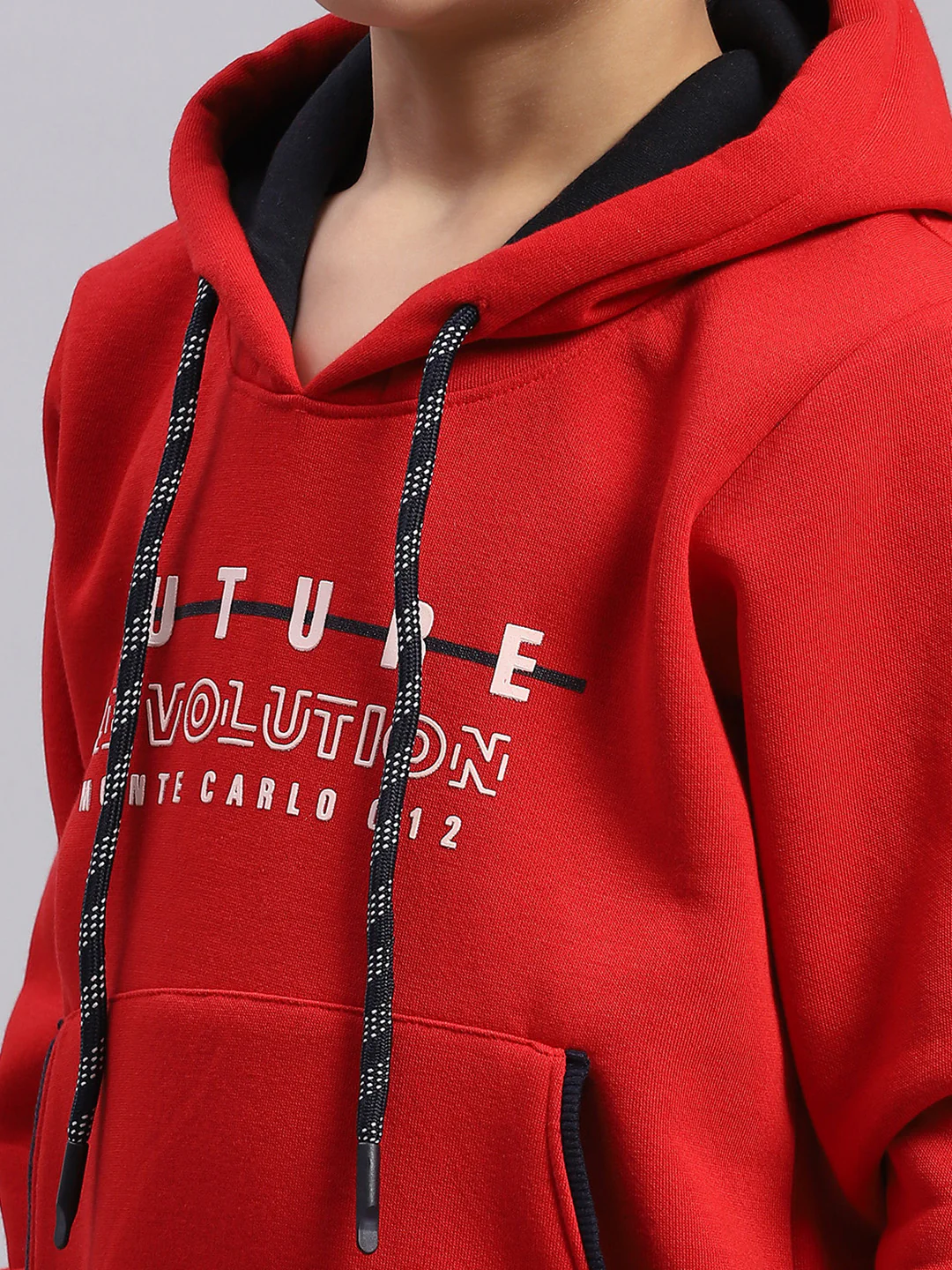 Boys Red Printed Round Neck Full Sleeve Sweatshirt - Image 6