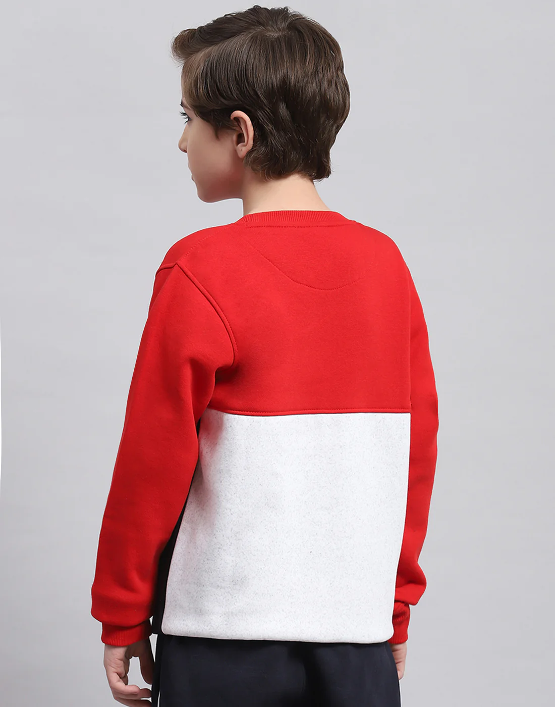 Boys Red Printed Round Neck Full Sleeve Sweatshirt - Image 5