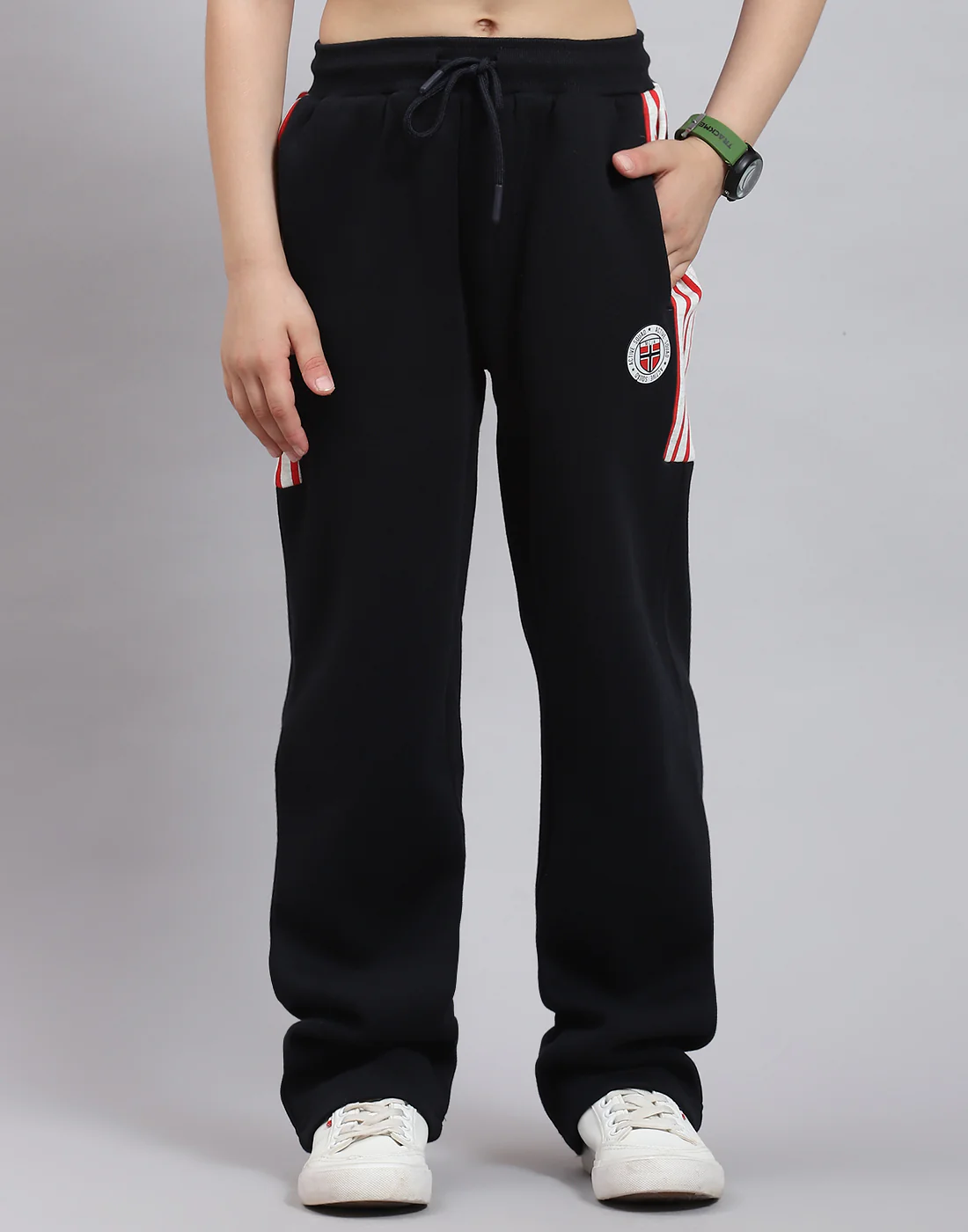 Boys Red Printed Stand Collar Full Sleeve Tracksuit - Image 8