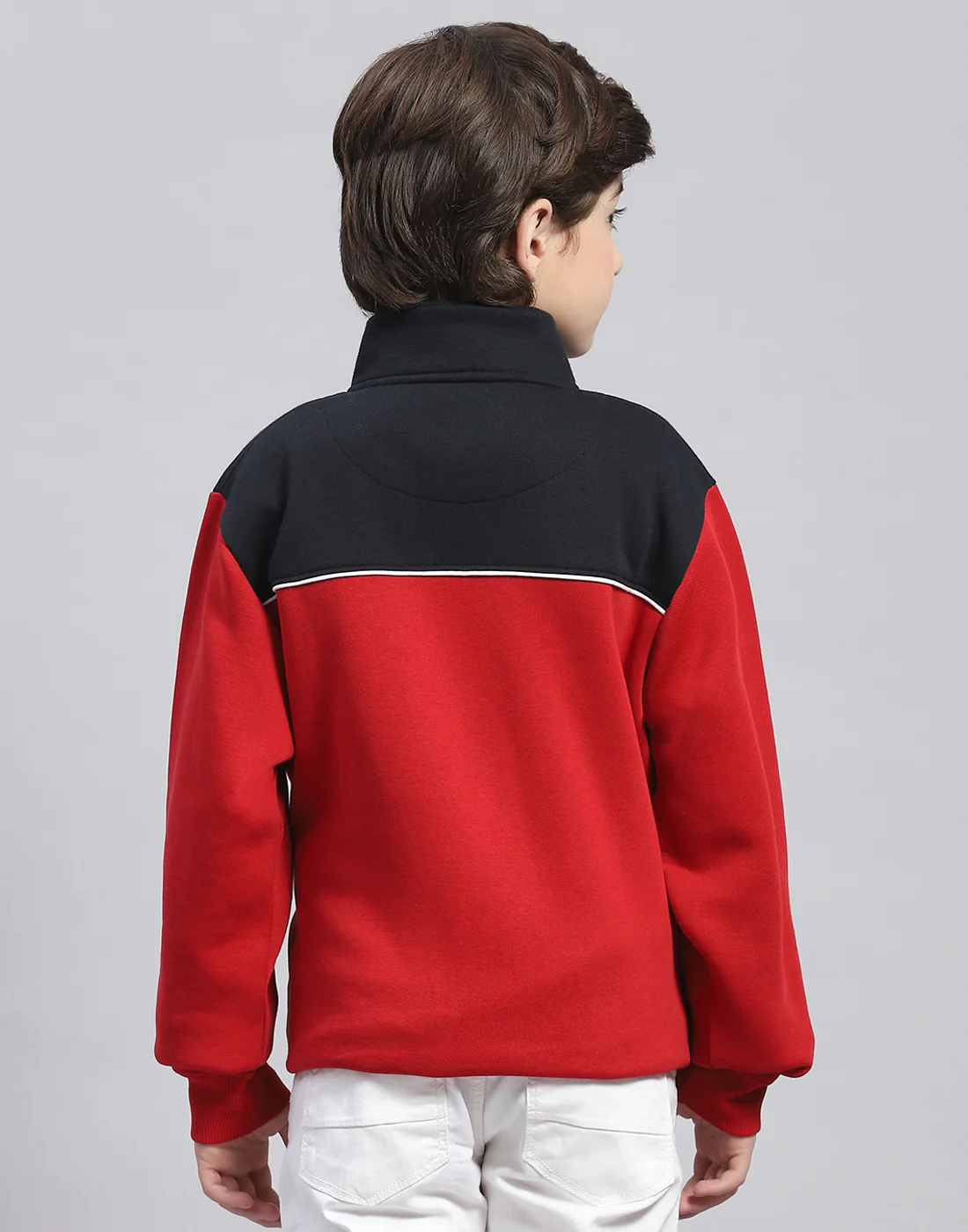 Boys Red Printed T Neck Full Sleeve Sweatshirt - Image 5
