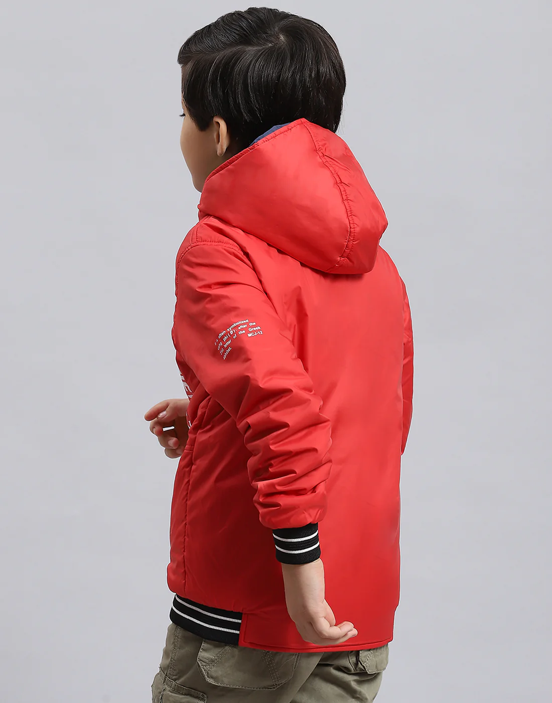 Boys Red Solid Hooded Full Sleeve Boys Jacket - Image 5