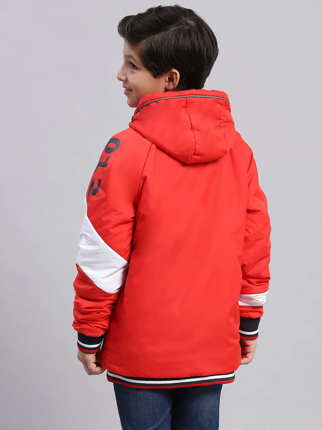 Boys Red Solid Hooded Full Sleeve Boys Jacket - Image 5