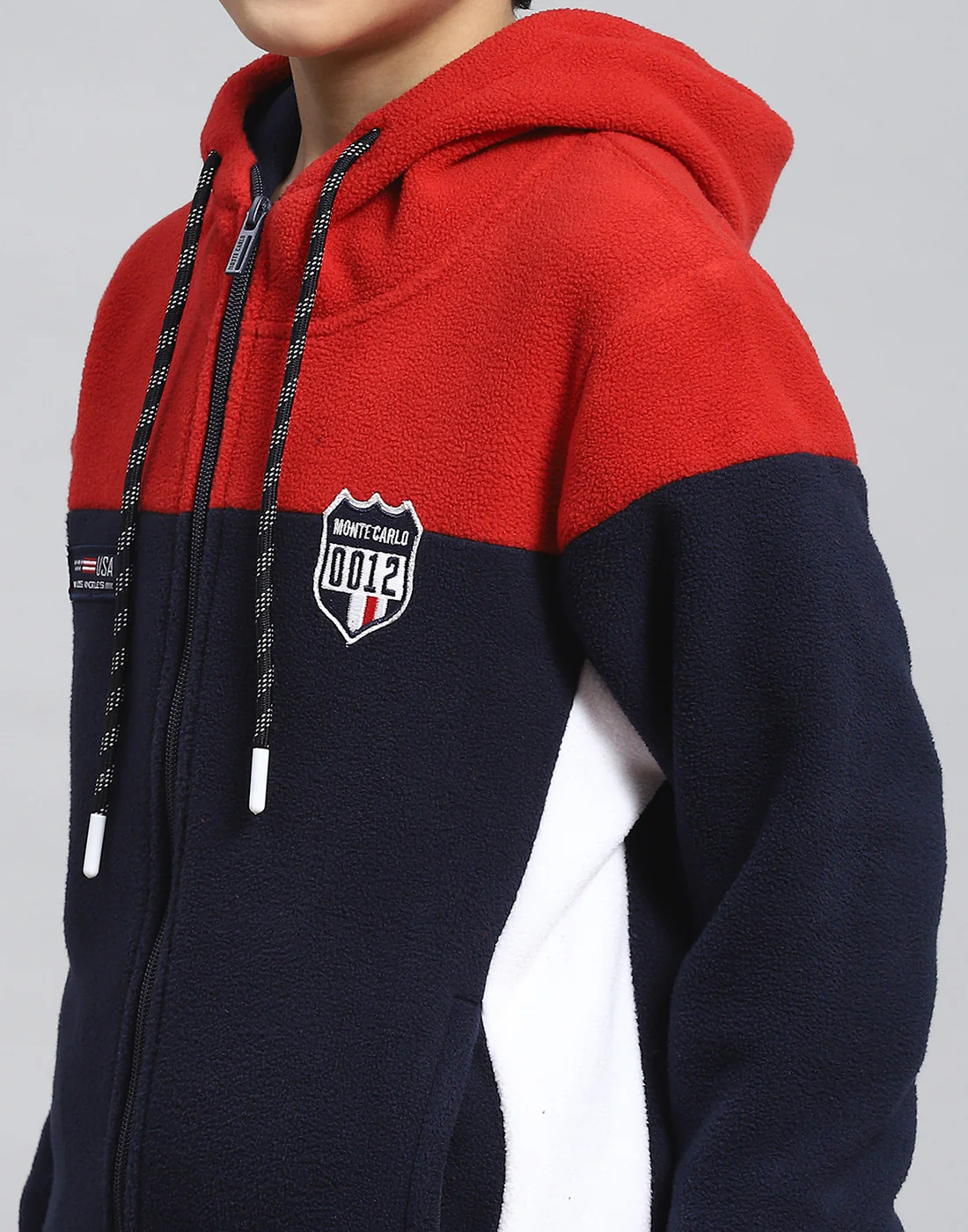 Boys Red Solid Hooded Full Sleeve Sweatshirt - Image 7