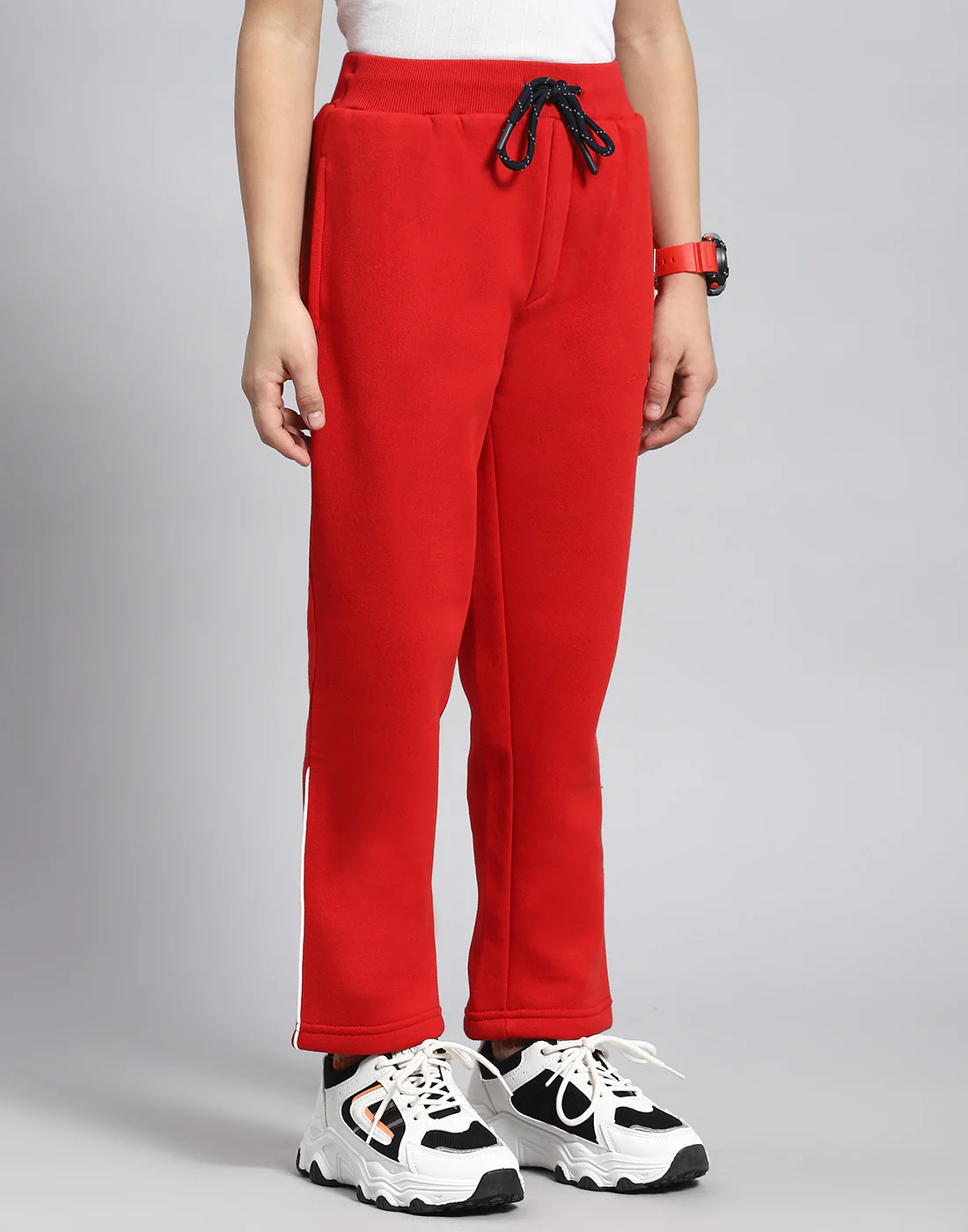 Boys Red Solid Regular Fit Lower - Image 4